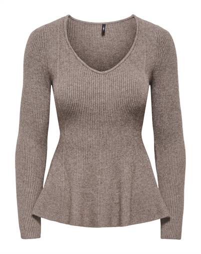 Only - ONLIbi V-Neck Rib Peplum Strik - Brancken